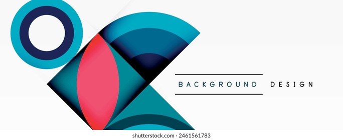 A vibrant art piece with circles and triangles in electric blue hues set against a white background. The geometric pattern creates a sense of symmetry and balance in the composition