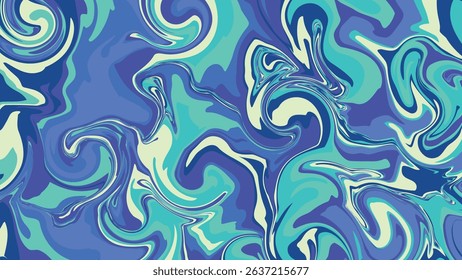 A vibrant and artistic abstract fluid design featuring swirling shades of blue and turquoise, perfect for backgrounds or creative projects.