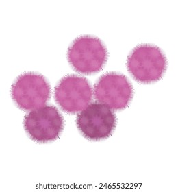 Vibrant and artistic abstract purple spheres digital design with fluffy, overlapping, and textured white background illustration, perfect for modern and contemporary artwork graphics