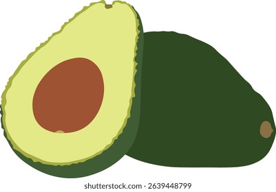 Vibrant and artistic illustration of a ripe avocado, showcasing its rich green tones and natural texture. Perfect for health, food, and organic lifestyle themes.
