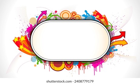 Vibrante ilustración vectorial artística diseñada para marcos de título, ideal para títulos animados y diseños gráficos.