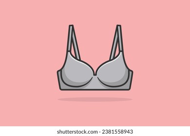 Vibrant Asymmetric Gym Bra For Women And Girls Wear vector illustration. Sports and fashion objects icon concept. Girls underwear bra vector design with shadow.