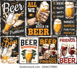 A vibrant atmosphere filled with laughter as friends gather to enjoy assorted beers and toast to good times. A perfect moment captured in a lively social setting.