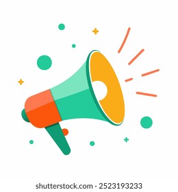 A vibrant and attention-grabbing illustration of a megaphone, perfect for adding a touch of energy to your designs. This bold graphic is ideal for announcements, marketing materials.