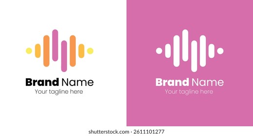 Vibrant Audio Logo Design Template. Sound web logo design