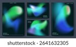 Vibrant aurora gradient backgrounds with neon frame borders - blue, green and purple color blend templates for modern digital design, futuristic presentations and glowing abstract wallpaper layouts.