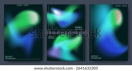 Vibrant aurora gradient backgrounds with neon frame borders - blue, green and purple color blend templates for modern digital design, futuristic presentations and glowing abstract wallpaper layouts.