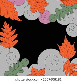 A vibrant autumn abstract background illustration featuring colorful foliage and warm tones. Perfect for seasonal designs, digital art projects, wallpapers, and creative decorations.