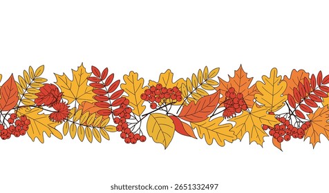 Vibrant autumn leaf border decoration for seasonal design projects