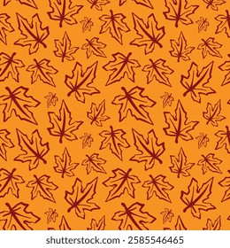 Vibrant autumn leaves pattern in warm hues of orange and deep red showcasing seasonal beauty and nature's artistry