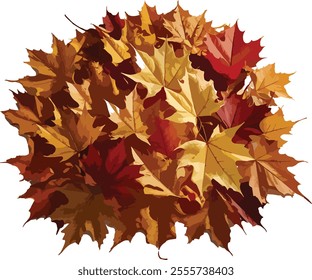 Vibrant Autumn Leaves Pile Illustration