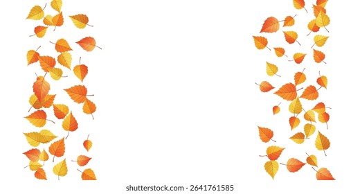 Vibrant autumn leaves in rich shades of orange and yellow scattered on a crisp white background. Perfect for seasonal designs, nature themed projects, and fall promotions. 