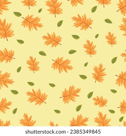 Vibrant Autumn Leaves Seamless Pattern Background, Vector Illustration for Fall Season Designs. Very suitable for Textile and Fashion Design, Texture, Product Packaging, Printed Materials, craft.