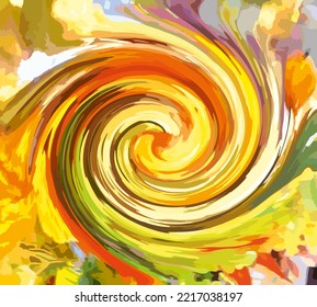 Vibrant autumn motifs - colorful abstract curl for interior solutions or textiles. Beautiful whirlpool from colorful fallen leaves for covers, wallpaper, fashion trends,  scrapbooking, fabric products