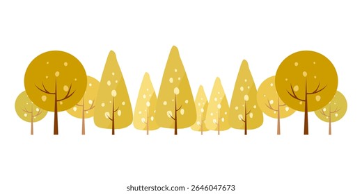 Vibrant Autumn Tree Collection. Various Autumn Trees Design Parts. Hand drawn vector set autumn tree elements.