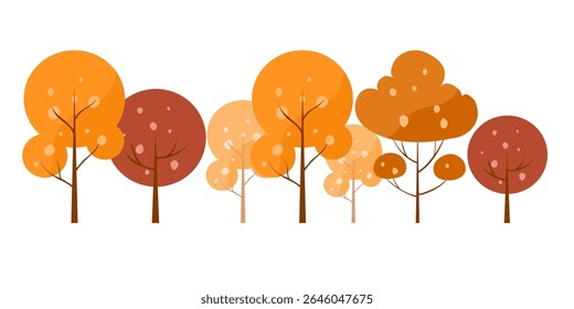 Vibrant Autumn Tree Collection. Various Autumn Trees Design Parts. Hand drawn vector set autumn tree elements.