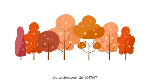 Vibrant Autumn Tree Collection. Various Autumn Trees Design Parts. Hand drawn vector set autumn tree elements.