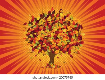 Vibrant autumn tree - vector