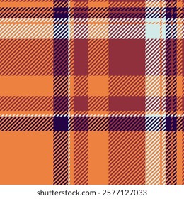 Vibrant autumnal plaid pattern in orange, maroon, and navy.  Perfect for fallthemed designs, textiles, website backgrounds, and packaging.  A stylish and modern take on a classic design.