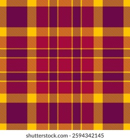 Vibrant autumnal plaid pattern in rich burgundy, deep purple, and sunny yellow.  Perfect for fall fashion, textile design, or seasonal branding.