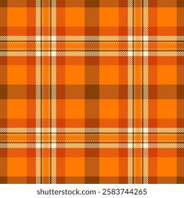 Vibrant autumnal plaid pattern in warm oranges and browns.  Perfect for fallthemed designs, textiles, or seasonal branding.  This seamless texture evokes feelings of warmth, comfort, and tradition.