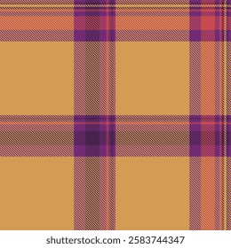 Vibrant autumnal plaid pattern in warm gold, purple, and coral hues.  Perfect for fallthemed designs, textiles, fashion, and website backgrounds.