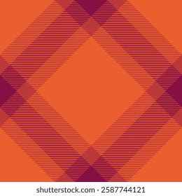 Vibrant autumnal plaid pattern in warm orange and deep burgundy hues.  Perfect for fallthemed designs, textile prints, website backgrounds, or seasonal branding.