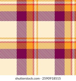 Vibrant autumnal plaid pattern.  Warm oranges and purples on a cream background create a cozy, textured design perfect for fall fashion, home decor, or website backgrounds.