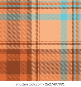 Vibrant autumnal plaid pattern in warm orange, brown, and teal hues.  Perfect for textile design, fallthemed projects, or adding a touch of rustic charm to any design.