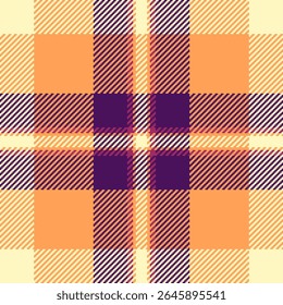 Vibrant autumnal plaid pattern in warm orange and deep purple hues.  Perfect for textile design, fall fashion, or website backgrounds.