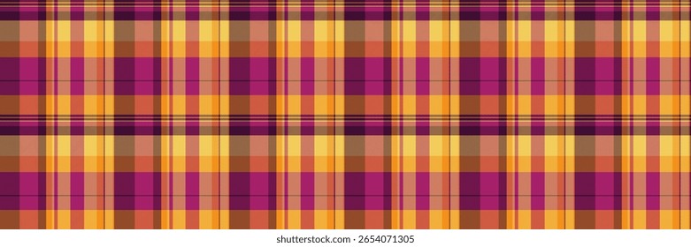 Lebhaftes herbstliches kariertes Muster in warmen Orangen und tiefen Purpur. Perfekt für Designs mit falschem Thema, Stoffdrucke, Website-Hintergründe oder Verpackungen.
