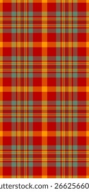 Vibrant autumnal plaid pattern in warm red, orange, and gold hues.  Perfect for textile design, fallthemed projects, or adding a touch of rustic charm to your visuals.