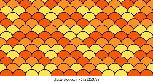 Patrón de escamas otoñales vibrantes.  Diseño cálido y repetitivo ideal para fondos, textiles o decoración de Sitio web. Evoca sentimientos de calidez, comodidad y transición estacional.