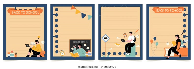 Vibrant back to school template design featuring modern illustrations, perfect for educational and academic purposes. vector Illustration