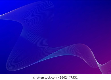 A vibrant backdrop featuring dynamic gradient hues of blue and purple, complemented by intricate flowing lines forming modern abstract patterns. tech background