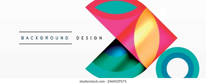 A vibrant backdrop featuring geometric patterns and circles against a white setting