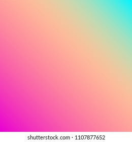 Vibrant background gradient vector in neon spectrum colorful shades: pink, fuchsia, purple, violet, blue, turquoise. Beautiful feminine wallpaper for positive vibes.