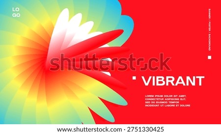 Vibrant background. Neon gradient background with flower abstract shape. Banner, flyer, cover, card, poster design. Digital futuristic vector illustration for event and music. Landing page 