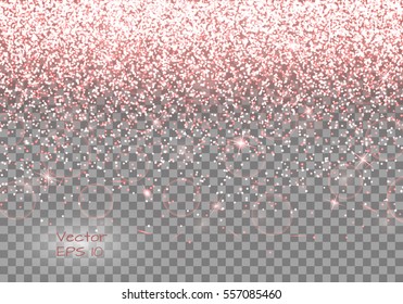 Vibrant background with twinkle lights. Pink glitter sparkle on a transparent backdrop.