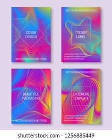 Vibrant backgrounds for cover design of lines and dots stream. Trendy labels for beautiful packaging. Brochure, booklet or book abstract cover templates.