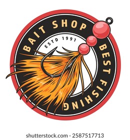 A vibrant bait shop sign showcases colorful fishing bait inviting anglers to discover the best fishing supplies and expertise since 1991. The design emphasizes quality and community.