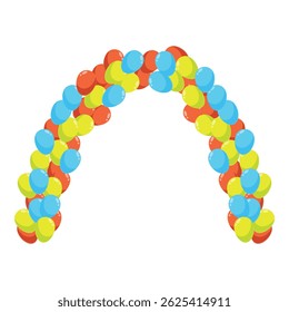 Vibrant balloons creating a festive arch, perfect for celebrations and events