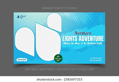 vibrant banner abstract background travel agency promotion with image replacement easy to edit perfect for holiday marketing campaigns