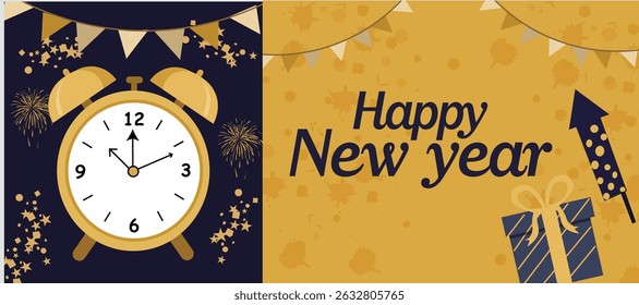 vibrant banner illustrations commemorating the arrival of the New Year