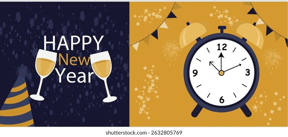 vibrant banner illustrations commemorating the arrival of the New Year