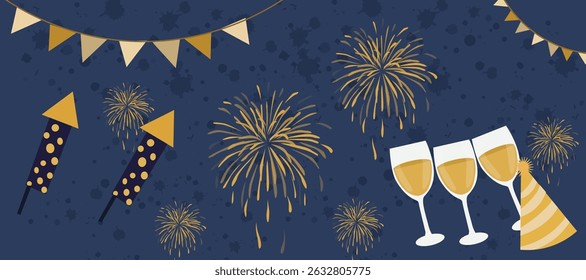 vibrant banner illustrations commemorating the arrival of the New Year