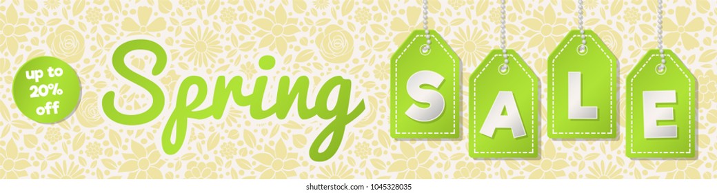 Vibrant banner for Spring Sale. Vector.