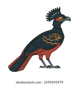 Vibrant Bare Necked Umbrellabird Artwork. Concept of Bird Design.