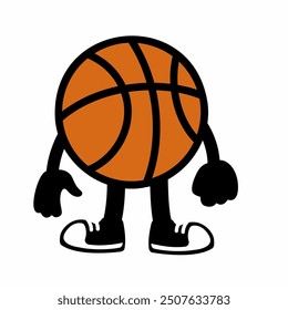 A vibrant "Basketball Ball Mascot Character 7" in cartoon vector style, perfect for sports branding, team logos, and promotions, adding a fun and dynamic touch to any design.