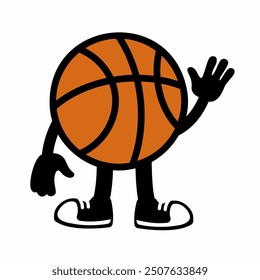 A vibrant "Basketball Ball Mascot Character 8" in cartoon vector style, perfect for sports branding, team logos, and promotions, adding a fun and dynamic touch to any design.